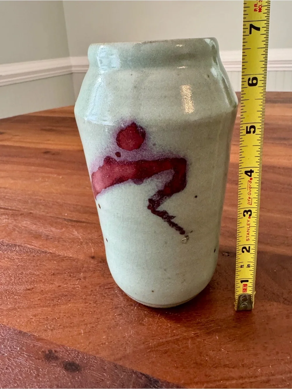 Vtg Studio Pottery Vase Asian Insp Abstract Brushstroke Speckled Glaze Signed